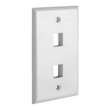 Keystone Wall Plate 2 Port White 1-Gang Wall Plates for Snap-In Keystone Jack