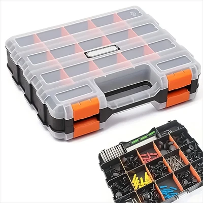 Double Side Tool Organizer Hardware Box Storage for Screws Nuts Small Parts