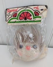 Vintage Darice Large Doll Head with Hands Pale Face Freckles Light Brown Hair