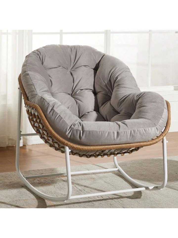 Mecedora Huevo de ratán de gran tamaño con cojín interior exterior Papasan Foto 2 de 4