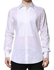 Dolce & Gabbana White Bib Cotton Poplin GOLD Men Formal Men's Shirt