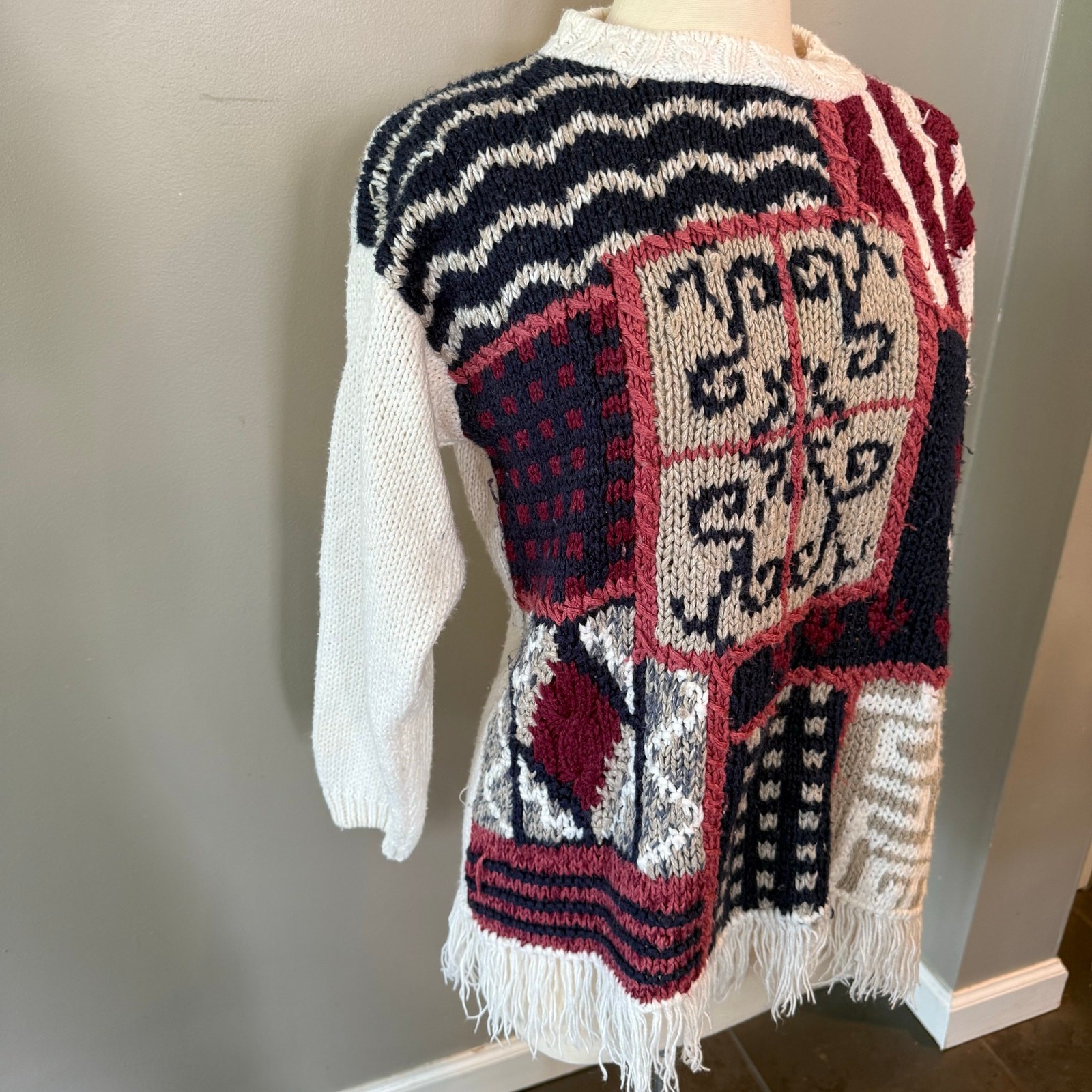 Vintage Shenanigans Hand Knit Patchwork Sweater F… - image 4