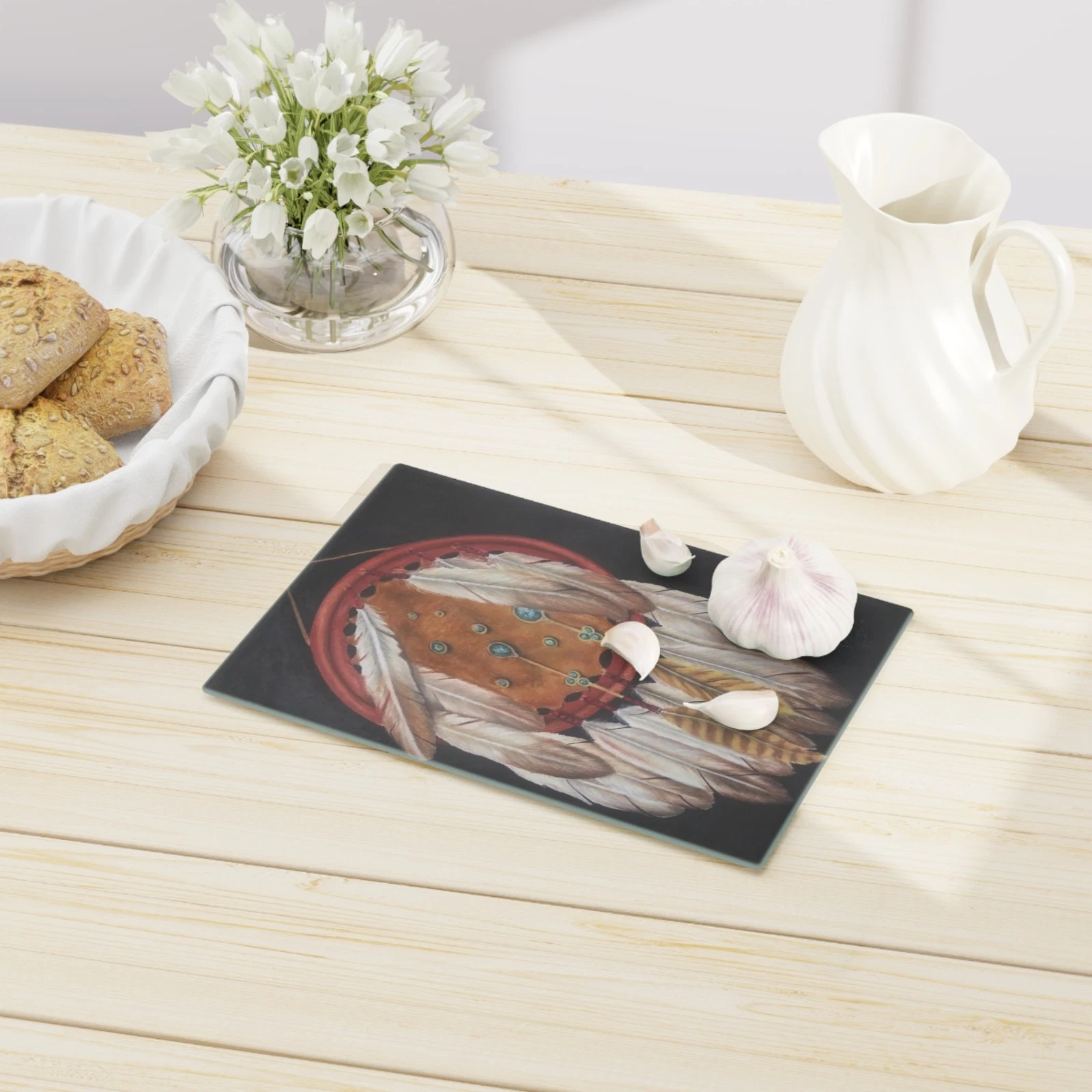 Dreamcatcher - Feather Cutting Board | Native Inspired Artwork
