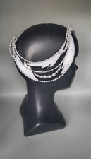 Professional Ballet Headpiece Tiara White Swan Odette Silver Crystal Pearl Adult