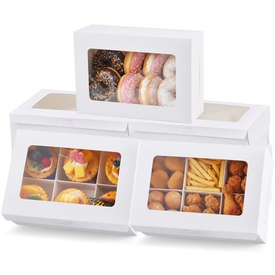 10 Pack Kraft Paper Snack Box Container with Window and Dividers, 9.45 x 6.3 ...