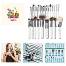 Professional Makeup Artist Brushes Set 26Pcs Real Natural Goat Hair Labeled W...