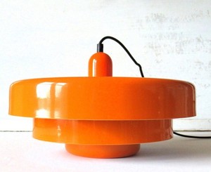 Mid Century Style Metal Orange Pendant Lamp Light with 3-Layers