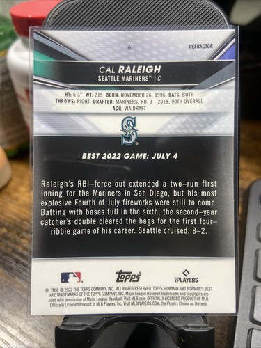 2022 Topps Bowmans Best Cal Raleigh RC Refractor Seattle Mariners #6 🔥 - Bild 2 von 2