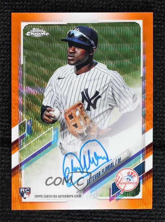 2021 Topps Chrome Rookie Orange Wave Refractor 21/25 Estevan Florial Auto RC j6a