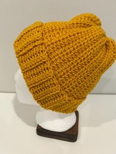 Teen/Small Adult Stocking Hat Hand Crocheted Gold 3
