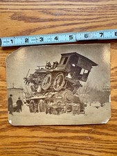 Cabinet Photo 2 Steam Locomotives Wreck Scrap Train RR Old Antique Machinery