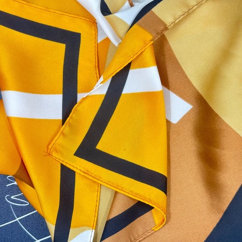 Modern Abstract Silky Scarf Versatile Stylish Accessory Elegant Geometric Yellow - Picture 6 of 7