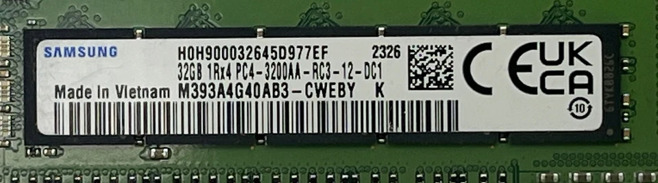 Samsung M393A4G40AB3-CWE 32GB 1Rx4 DDR4 PC3200 ECC Server Memory - Image 3 of 3