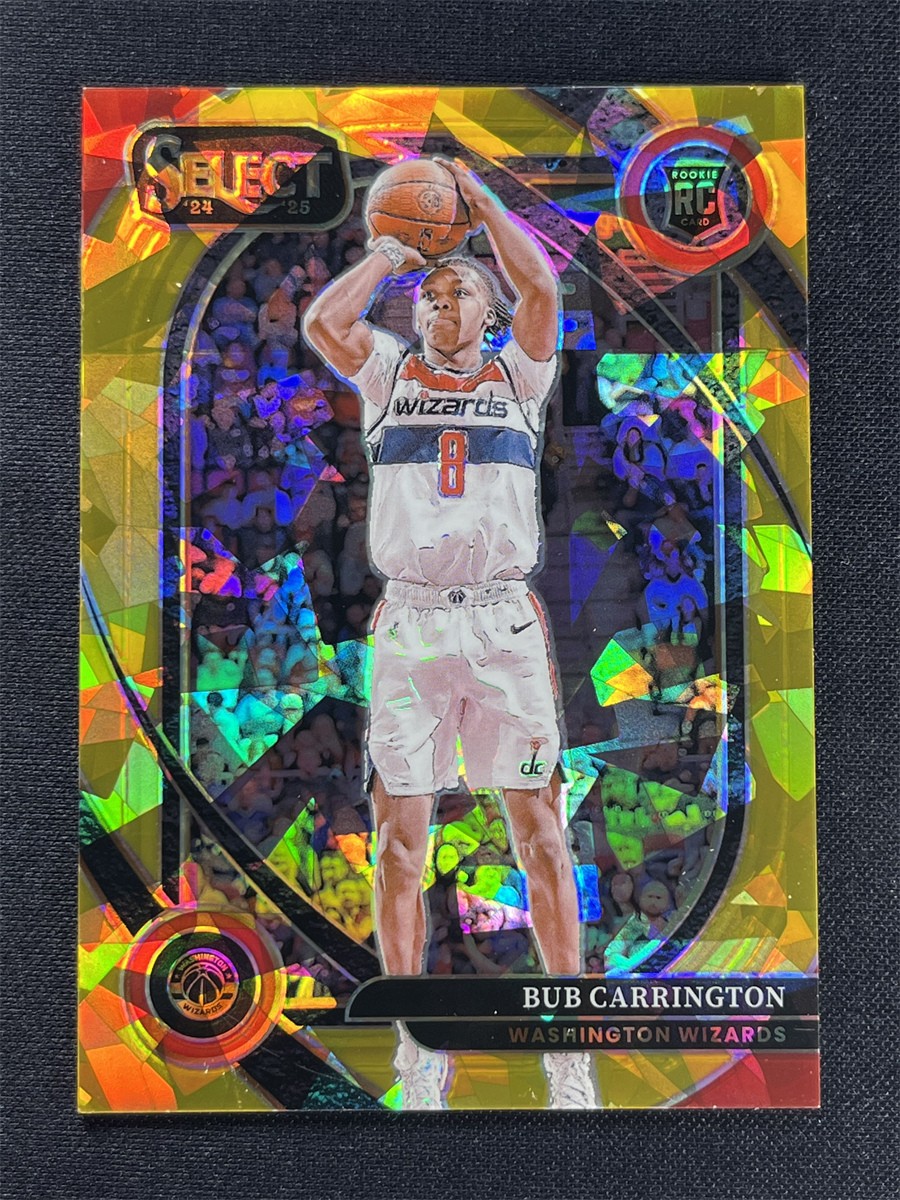 2024-25 Panini Select Bub Carrington #266 Courtside Gold Cracked Ice RC /10