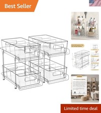 2-Tier Bathroom Organizer with Dividers, Clear Under Sink and Pull-Out Cabine...