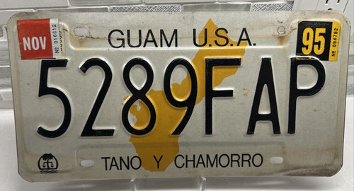 VINTAGE VTG License Plate GUAM U.S.A. Tano Y Chamorro 1995