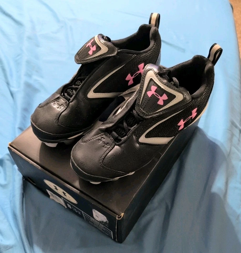 Under Armour Women's Softball Cleats Size 8 UA Leadoff Black/Pink With Box - Image 2 of 4