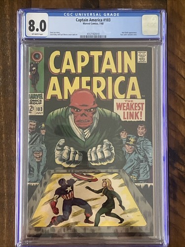 Captain America #103 Marvel 1968 CGC 8.0 Lee & Kirby Red Skull App