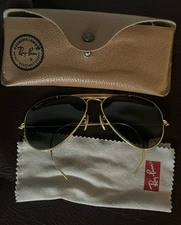 Vintage Ray-Ban By Bausch And Lomb Aviator Sunglasses w/ Case Gold Fill