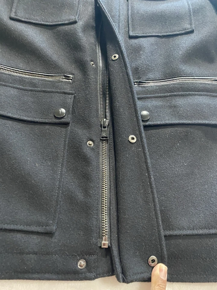 Express Men's Black Military Jacket wool blend jacket size Small Heavy Coat - Image 3 of 4