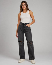 AGOLDE 90s Pinch Waist Jeans 26 Fuse Black Distressed High Rise Straight Leg