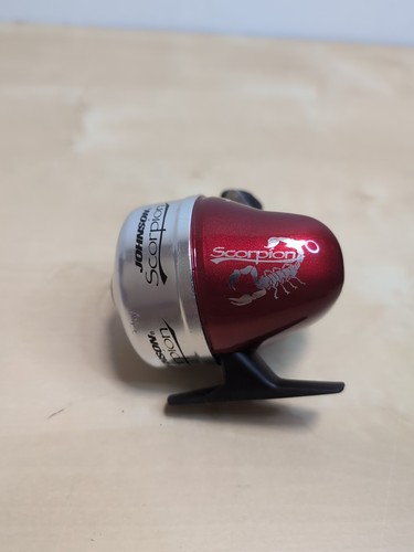 VINTAGE JOHNSON SCORPION Push Button REEL Pre-owned Has Some Ware - Picture 2 of 6