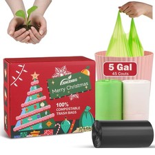 5 Gallon Compostable Handle Trash Bags Compost Food Scrap Waste Bags with US ...