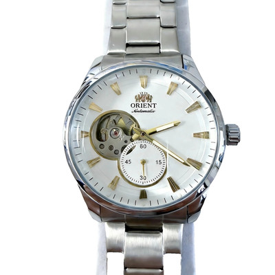 ORIENT Automatic Mechanical Watch Men's Skeleton Dial White Gold Needle Luminous