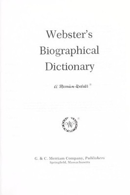 Webster's New Biographical Dictionary Hardcover