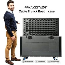 44"x22"x25" Cable Trunk Road Case Stackable Heavy-Duty Equipment Storage Case