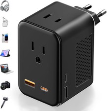 220V to 110V Voltage Converter US to Europe, Travel Adapter Plug Converter fo...