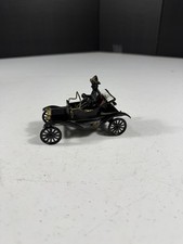 Vintage Plastic Toy Car Early 1900s Automobile Driver Tricorn Hat Red Interior
