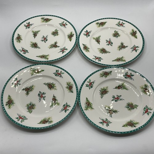 4 Piatti Insalata Auguri di Natale Mikasa Super Forte Fine China 8,5" - Foto 2 di 6