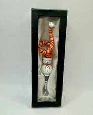 L.S. Arts Hand Blown Glass Snowman Bottle Stopper In Box [1667]
