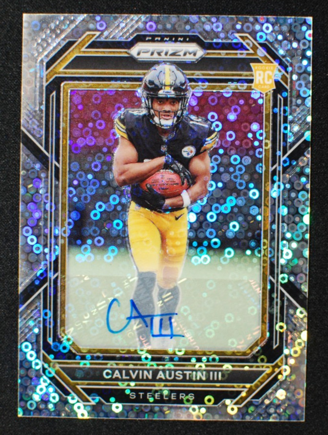 🌟 CALVIN AUSTIN III - 2022 Panini PRIZM No Huddle Silver Disco AUTO RC #338