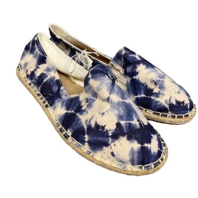 NEW Old Navy Blue Tie Dye Light Shibori Espadrilles Canvas Slip On Shoes Sz 9