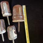 5 Vintage Porcelain Electric Insulators Brown Screws Livestock Fencing — photo 6