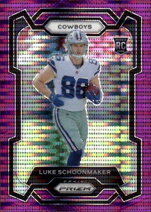 2023 Panini Prizm Luke Schoonmaker #325 Purple Pulsar Dallas Cowboys 25A