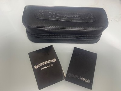 CHROME HEARTS Pebbled Leather Eyeglasses Case Black Piece Of Zipper Broken