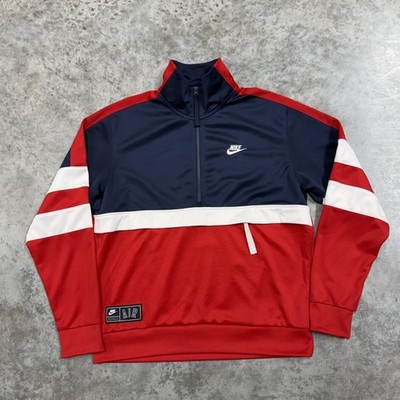 Nike Track Jacket Mens Small Red Blue Colorblock Quarter Zip Nike Air Athletic