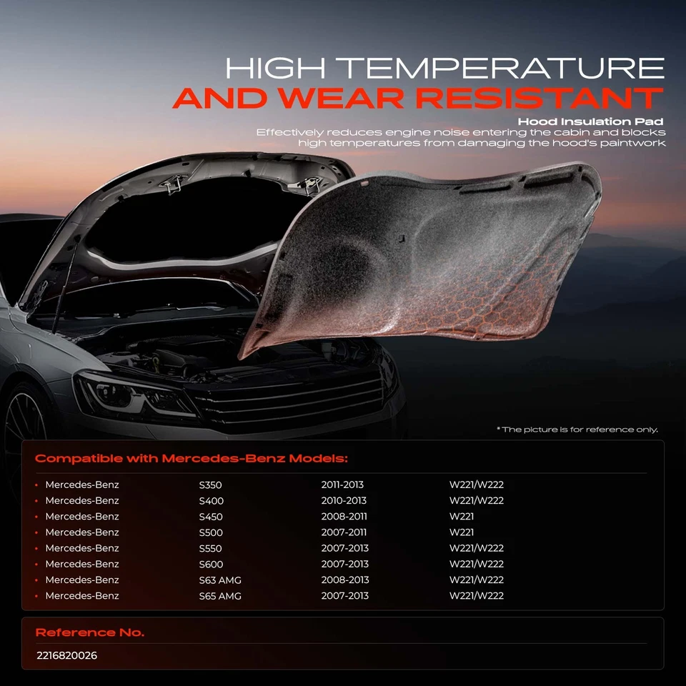 Conjunto de panel de aislamiento del capó del motor para Mercedes-Benz W221 W222 S550 S450 S350 Foto 2 de 4
