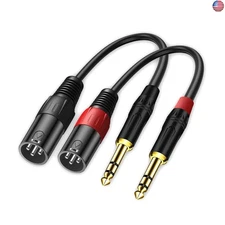 LanSenSu XLR to 1/4 TRS Stereo Adapter,XLR Male to 1/4 Inch (6.35mm) Stereo