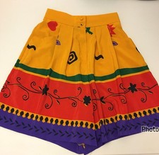 Vintage 80s High Waist Geometric Abstract Mom Shorts Culottes Wide Leg bbC 