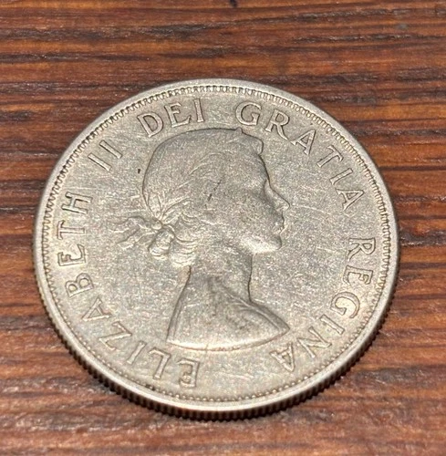1957 Canada Silver 50-Cent Half Dollar Coin Young QUEEN ELIZABETH - 80% Silver