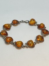 Sterling Silver 925 Amber Bracelet With Lobster Class