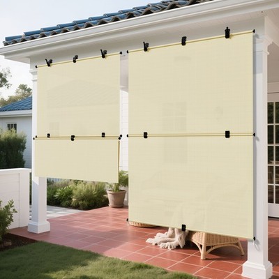 Ourdoor Roller Shade UV Block Cordless Roll Up Blind for Patio Deck Gazebo Porch
