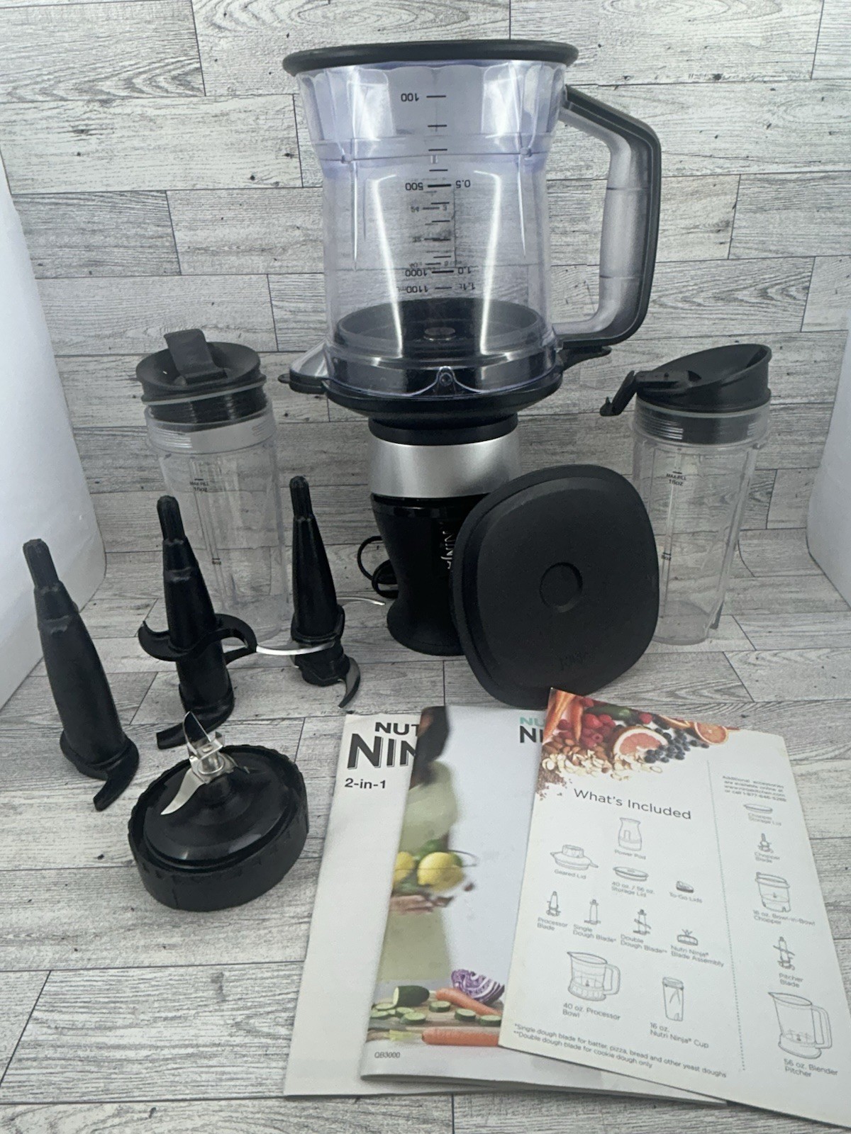 Nutri Ninja Blender Food Processor QB3000 To Go Cups Blades 40 Oz Pitcher