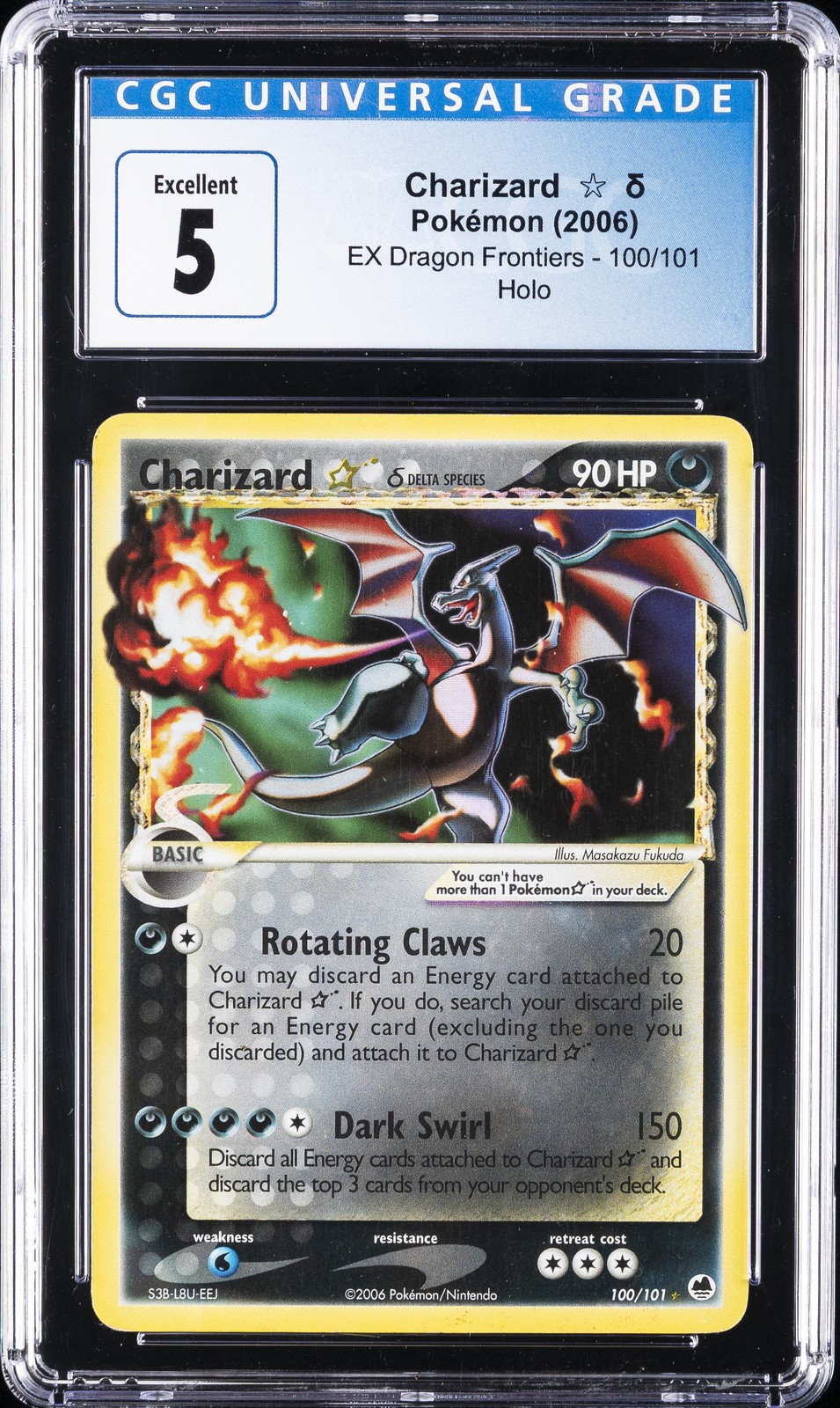2006 EX DRAGON FRONTIERS #100 CHARIZARD CGC 5