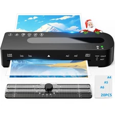 Laminator Machine, A4 Laminators Hot & Cold with 20 Laminating Sheets and Tri...
