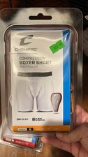 Champro Youth Boys S White Compression Boxer Short w/ C-Flex Cup 4-Way Stretch